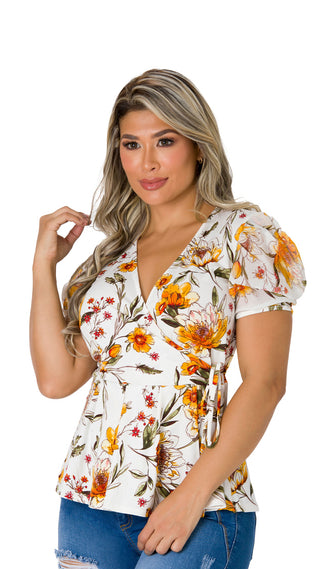  Blusa Con Escote Cruzado 4B5443B - Estampado