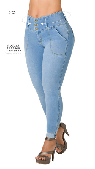 Jeans levanta cola tobillero Area7 40612PAT-B - Azul Medio