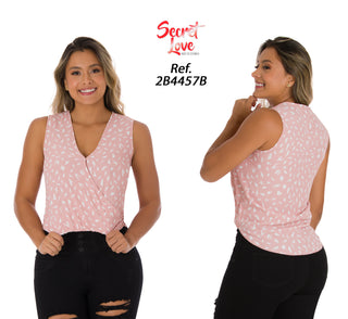 Blusa sin Manga Cuello En V 2B4457B - Estampado