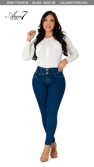 Blusa Con Botones Dorados 4B4912B - Blanco