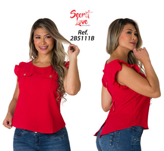 Blusa Con Manga Volante 2B5111B - Rojo