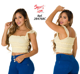 Blusa Sin Magas A La Cintura 2B4768C - Amarillo