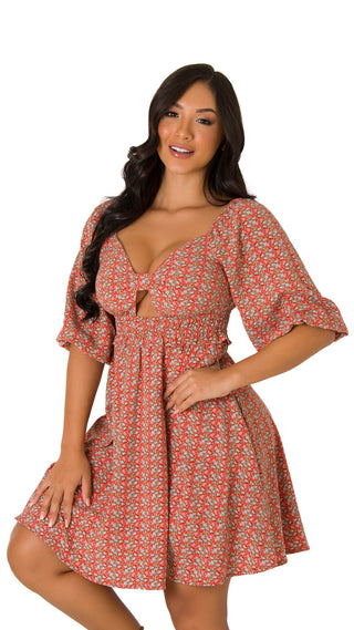 Vestido Corto Con Escote Corazón 7V4786MN - Estampado