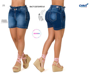 Shorts Levantacola Con Diseño En Pretina 71207SHPD-B - Azul Oscuro