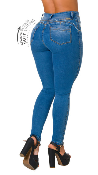Jean Levanta Cola Skinny Secret Love 21381PNT-B - Azul Medio