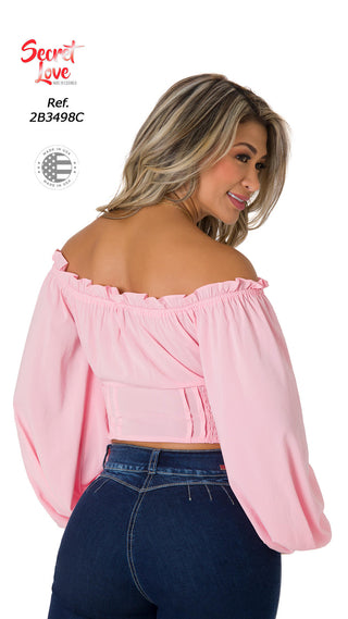 Blusa Con Mangas Tipo Globo 2B3498C - Rosado