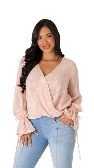 Blusa Manga Larga Cuello en V 7B4671B - Rosado