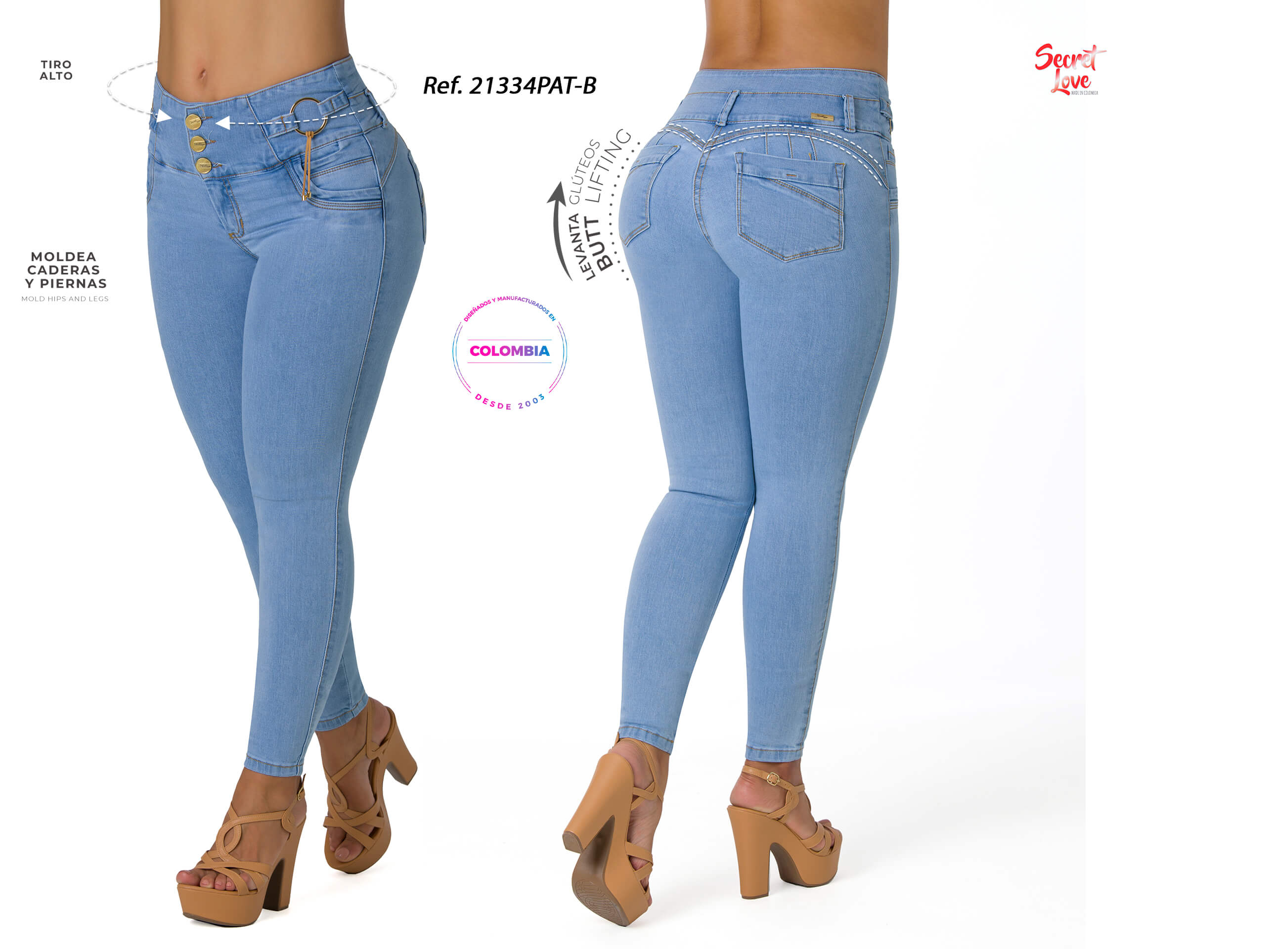 High Rise Butt Lifting Jeans With Rings 21334PAT-B – Ska Studio Usa
