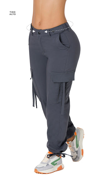  Jeans Bota Tobillero Estilo Cargo 52480PDR-N - Gris