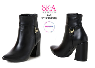 Botas Cortas Con Tacón Ancho 5C1739BOTM - Negro
