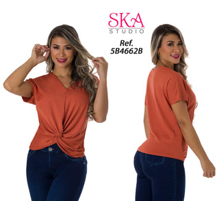 Blusa Con Recogido Frontal 5B4662B - Ladrillo