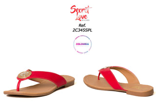 Sandalia Con Hebilla Circular 2C345SPL - Rojo
