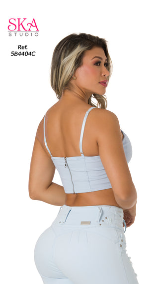  Crop Top  Con Apliques 5B4404C - Azul Claro