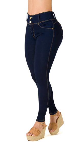 Iolanthe Jeans Skinny Levanta Cola Tiro Alto 4583P-B - Azul Oscuro