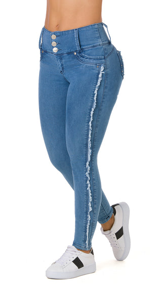 Jaidyn Jeans Skinny Levanta Cola Tiro Alto 52143PAP-B - Azul Medio