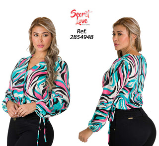 Blusa Cuello En V 2B5494B - Estampado