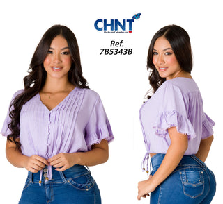 Blusa Con Botones Delanteros 7B5343B - Lila