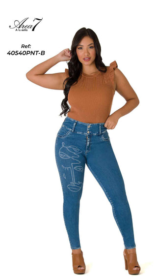 Jenn Jeans Skinny Levanta Cola Tiro Alto 40540PNT-B - Azul Medio