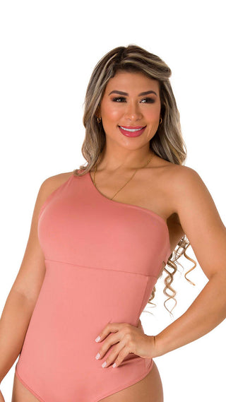 Body De Un Hombro Con  Faja Interna Moldeadora 5BB774  - Salmon