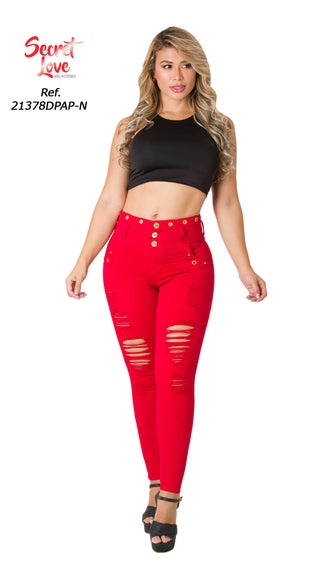 Jeans levanta cola skinny secret love 21378DPAP-N - Rojo