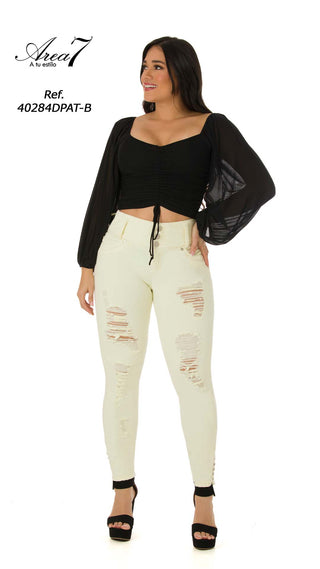 Isern Jeans Skinny Levanta Cola Tiro Alto 40284DPAT-B - Amarillo