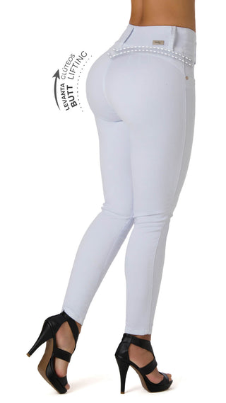 Debera Jeans Levantacola Bota Skinny 20825P-N - Blanco
