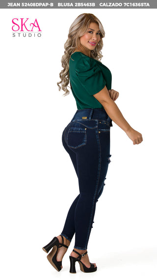 Holder Jeans Levantacola Bota Skinny 52408DPAP-B - Petroleo