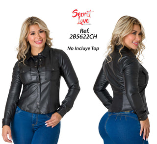 Chaqueta cuero sintetico 2B5622CH - Negro