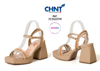 Sandalia De Tacón Medio Estilo Ancho 7C352STM - Multicolor