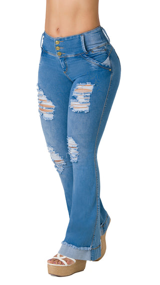 Graciela Jeans Levantacola Bota Campana 40431DPAC-B - Azul Medio