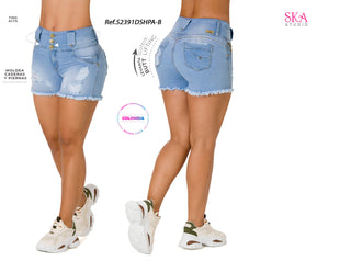 Paolina Shorts Levantacola Pretina Ancha 52391DSHPA-B - Azul Claro