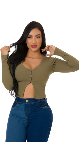 Blusa Manga Larga 7B3778B - Verde Oliva