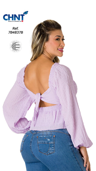  Blusa Manga Larga 7B4837B - Lila