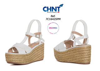 Sandalia plataforma en yute 7C1642SPM - Blanco