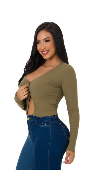 Blusa Manga Larga 7B3778B - Verde Oliva