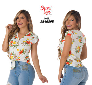 Blusa Estampada Con Ajuste Delantero 2B4689B - Estampado