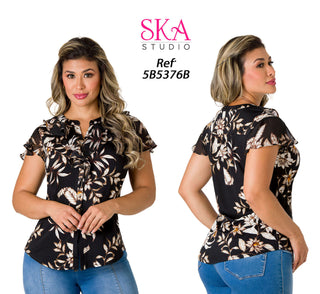  Blusa Con Mangas Tipo Velo 5B5376B  - Estampado