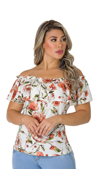 Blusa Floral Cuello Bandeja 2B5449B - Estampado