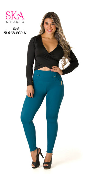 Leggings Control Abdomen Con Detalles Decorativos 5L612LPCP-N - Verde Jade