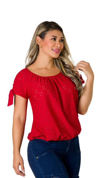  Blusa Con Resorte  Inferior 5B5377B - Rojo